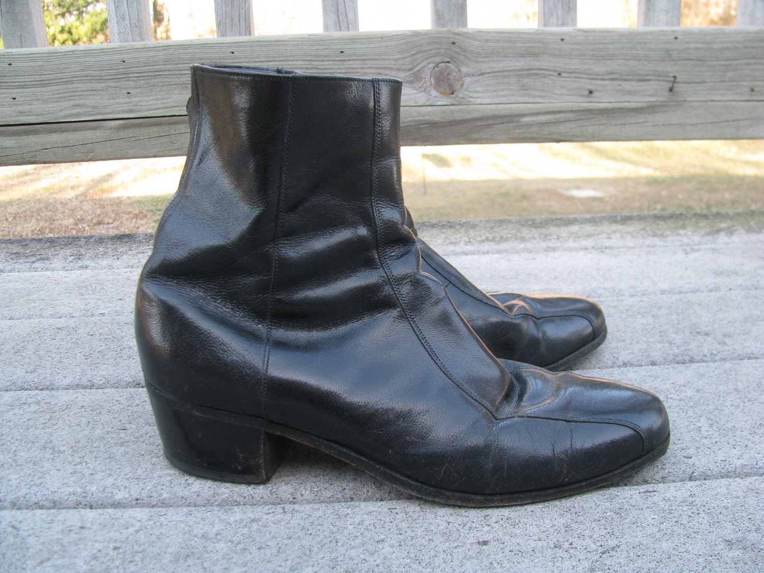 Vintage 70s Florsheim Patent Leather Ankle Boots - 8.5 Mens