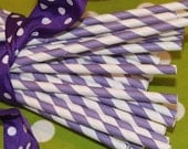 150 Paper Straws Purple Striped, Drinks, Soda, Wedding, Baby Shower, BIrthday, Made In Usa