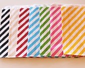 48  Candy Stripe Favor Bags - YOU PICK your COLOR - Designer Party Favor Bags, Weddings, Birthday, Made in Usa