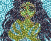 Origami Priestess mixed media original art