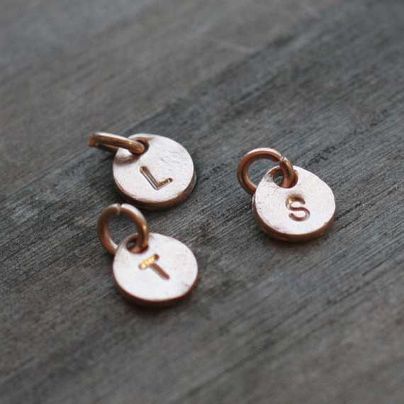 Hand Stamped Rose Gold Disc Charm - One (1) Charm