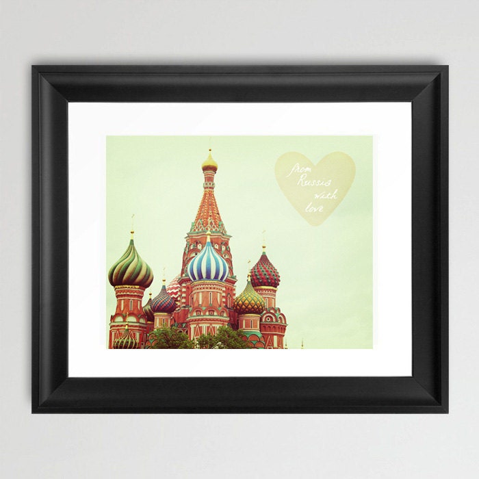 Russia With Love. Art Print. Moscow. Fine Art Photography. St. Basil's Cathedral. Orange. Size A4