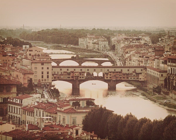 Old Bridge. Ponte Vecchio. Florence Photo. Home Décor. Fine Art Photography. Dreamy Pink. Size 16x20"