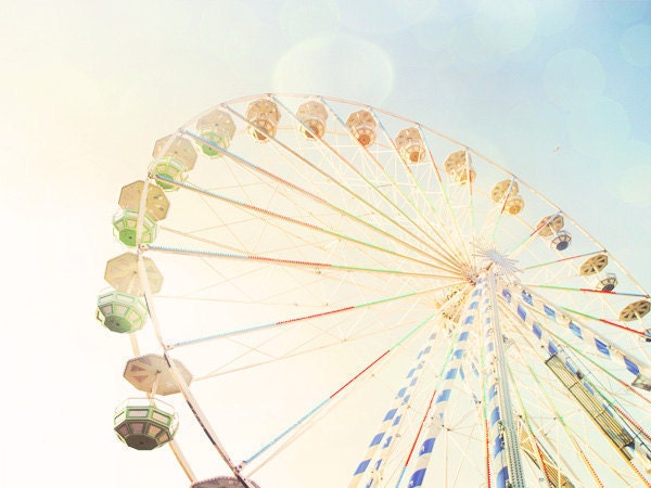 Ferris Wheel. Fine Art Photography. Carnival Photo. Nursery Art. Blue Skies. Size A4