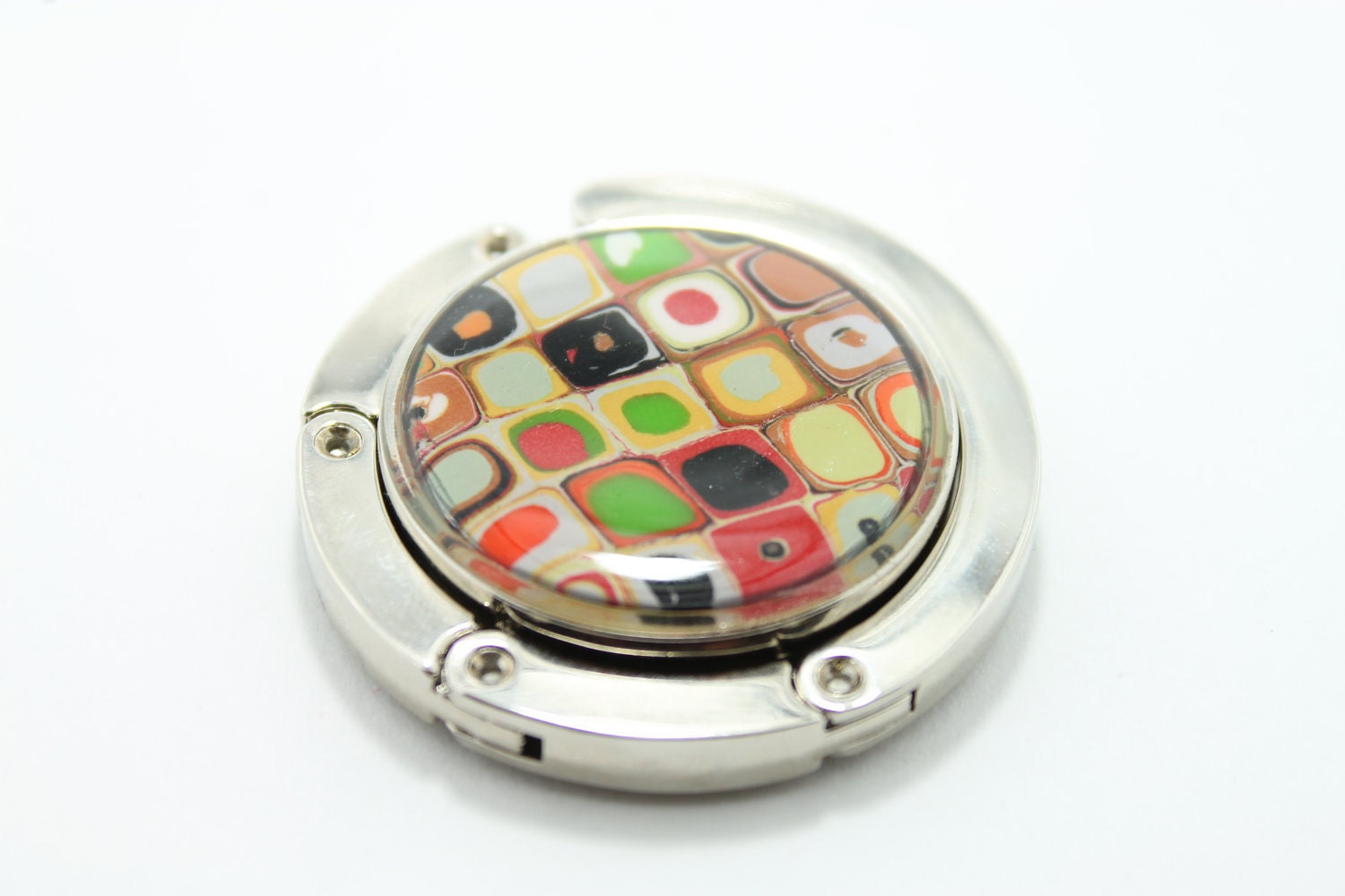 Folding Bag Hook Purse Hanger  - brown, green, red, yellow - Polymer Clay Handmade - Great Gift Idea - Free shiping