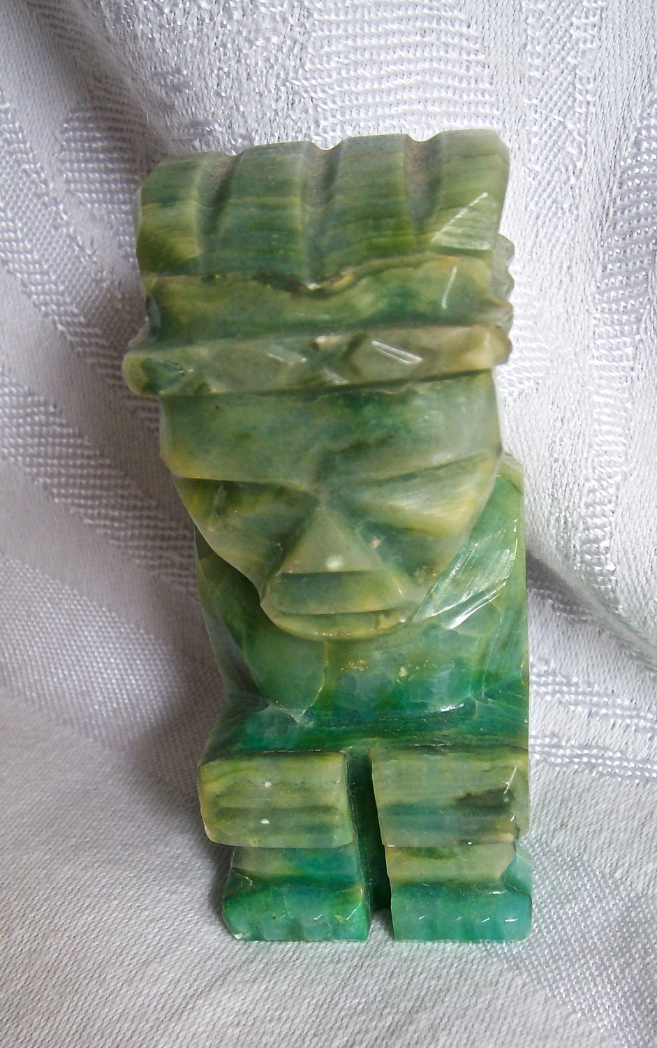 Alabaster Carved Green Stone Tiki Totem by LynnsLavishLoot on Etsy