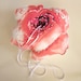 Weddings Pillow Ring Bearer: Unique Design Pink Rose Flower Baby Shower Cushion. Handmade, OOAK