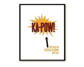 Typography Poster Ka-Pow -Superhero Love - Bold Modern Original Print - Red Yellow Black - 8x10