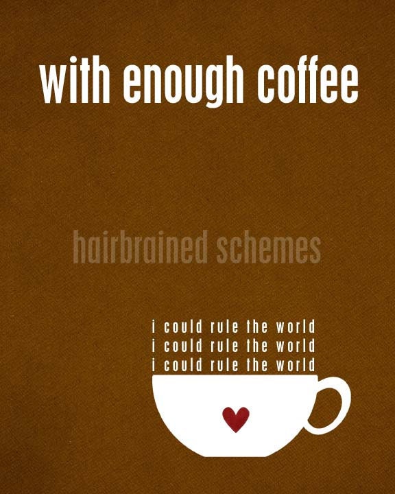 Art Poster With Enough Coffee I Could Rule the World Funny Kitchen Art Poster Print Aqua