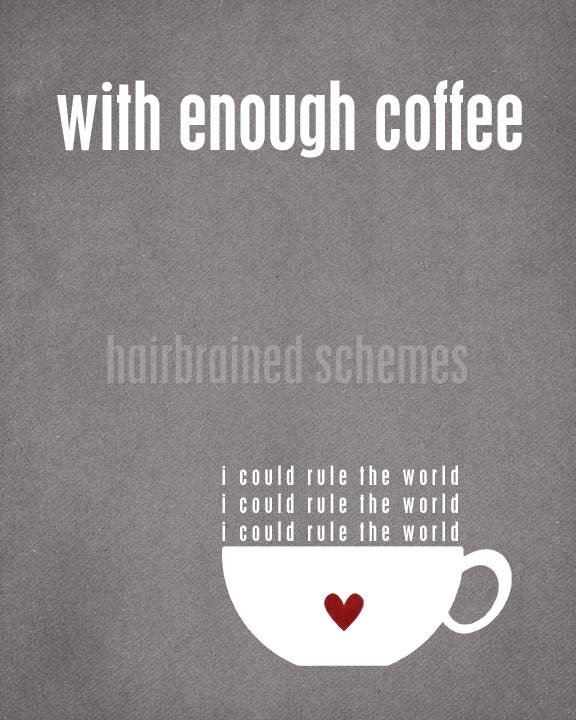 Art Poster With Enough Coffee I Could Rule the World Funny Kitchen Art Poster Print Aqua