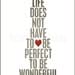 Typographic Poster Wonderful Life Digital Typography Art Print Gray Red Heart
