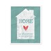 Home Together - Modern Original Art Print - In Distressed Aqua Teal Blue - 8x10 Gifts Under 20