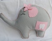 Tooth Fairy  Pillow-----Sweet Lil' Ellie Elephant, pink and gray