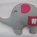 Tooth Fairy Pillow-----Sweet Lil' Ellie Elephant, hot pink and gray-