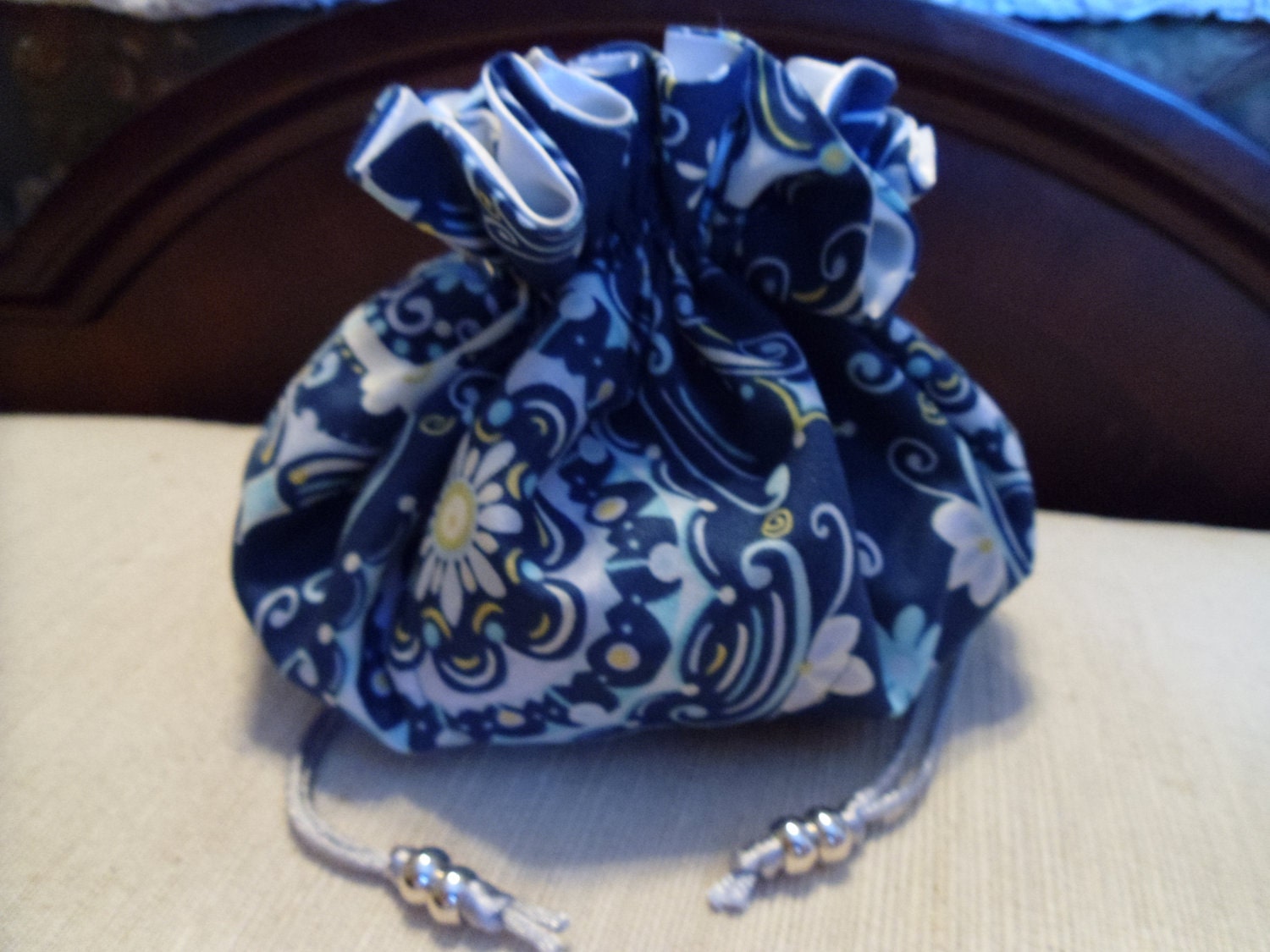 Blue and White Jewelry Pouch