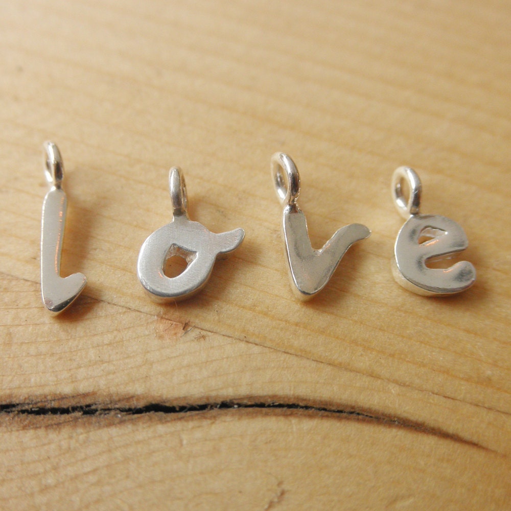 Personalized Jewelry -  Monogram Letter initial necklace sterling silver font A 1000 Kisses