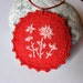 Hand embroidered necklace floral red pink needlecraft OOak