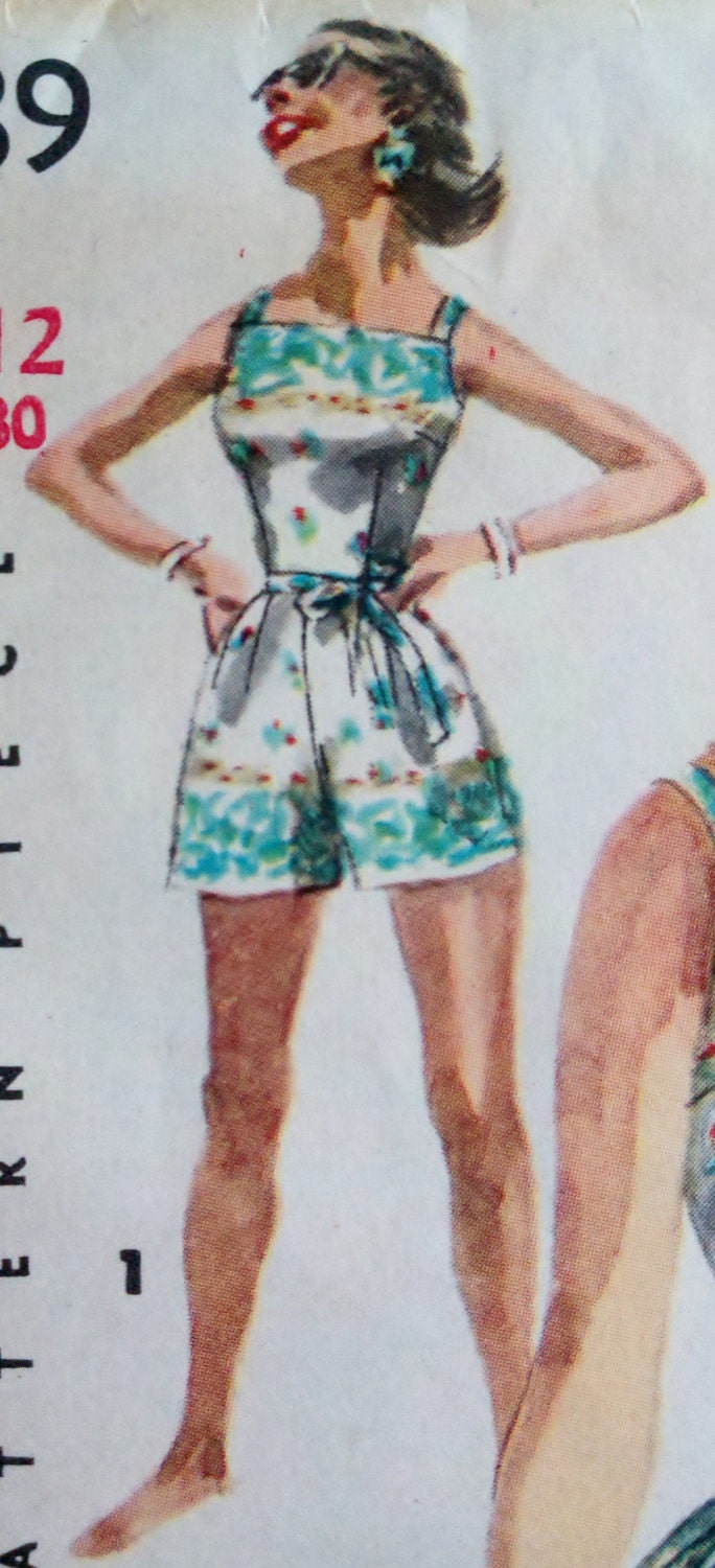 1950's Vintage Sewing Pattern Misses' One-Piece Playsuit, Skirt & Jacket - Size 12 Bust 30" Simplicity 1589