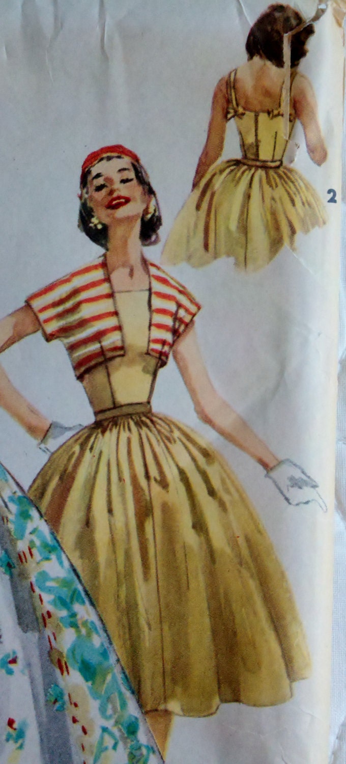 1950's Vintage Sewing Pattern Misses' One-Piece Playsuit, Skirt & Jacket - Size 12 Bust 30" Simplicity 1589