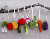 Felted Vegetable Ornaments- Gift Set of 11 Plus One - MyLittleKawaii