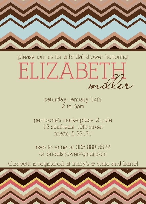 Missoni Style Bridal/Baby Shower Invitation - PRINTABLE DIGITAL FILE Il_570xn
