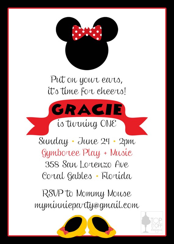 Minnie and Mickey Mouse Birthday Invitation - DIGITAL - DIY Il_570xn