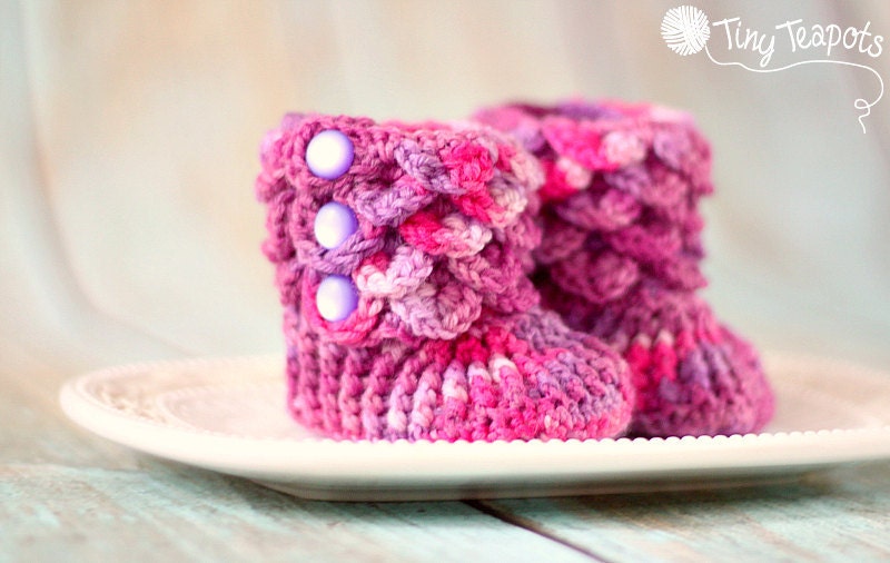 Sugar Plum Booties, Baby Girl Booties, Baby Shoes, 6-9 months