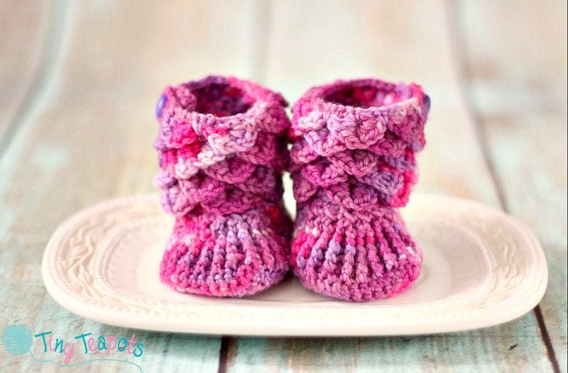 Sugar Plum Booties, Baby Girl Booties, Baby Shoes, 6-9 months