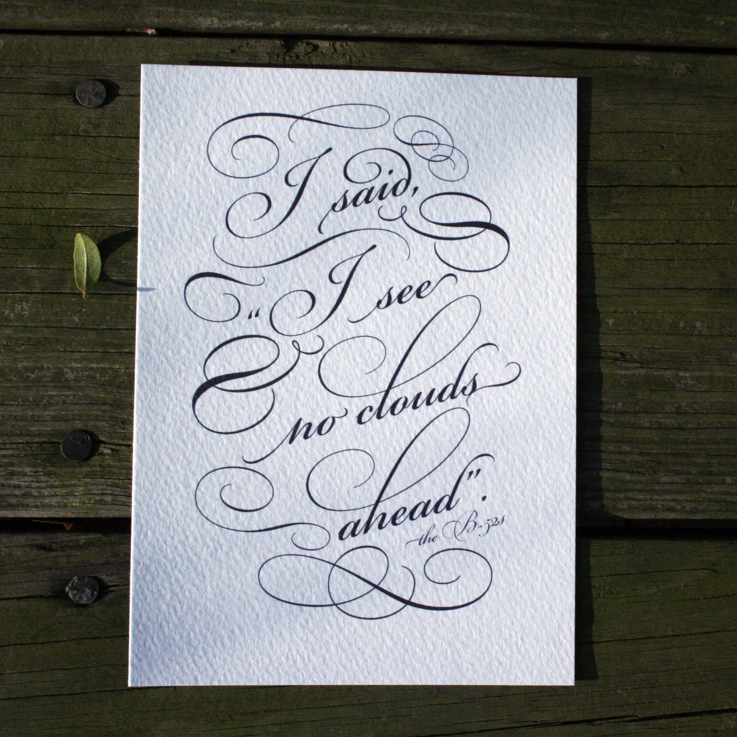No Clouds Ahead /// B-52s lyric print