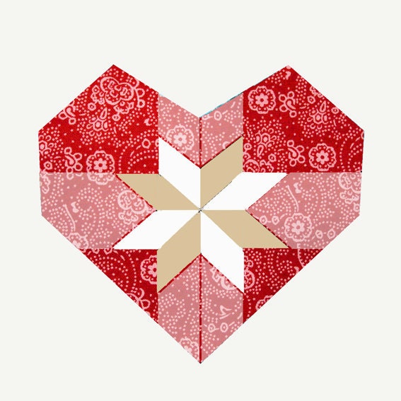 Sweet Heart paper pieced quilt block pattern PDF