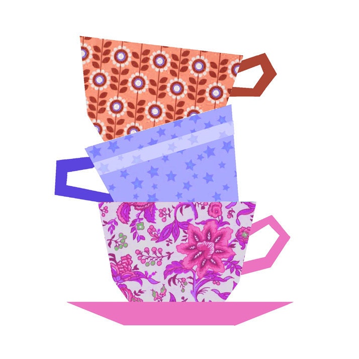 Cups Stacking paper pieced quilt block pattern PDF