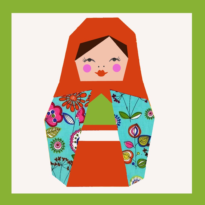 Matryoshka paper pieced quilt block pattern PDF