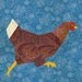 Chicken run paper pieced quilt block pattern PDF