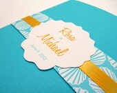 Wedding Invitation Pocketfold  Suite, Sea Shell Beach Wedding - 99 Cent Sample