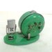 vintage alarm clock with date aqua blue color