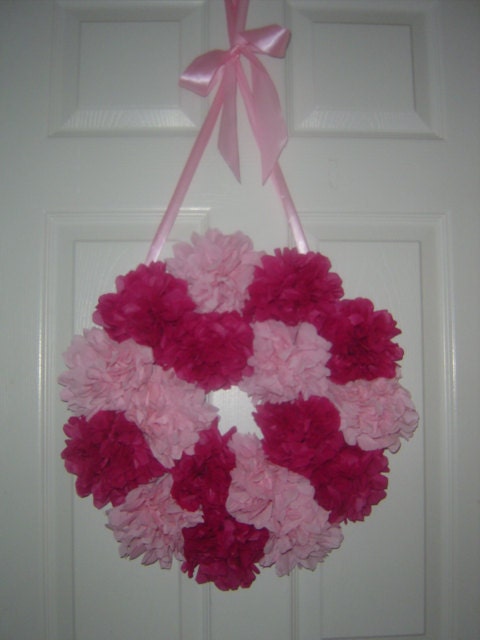Tissue pom pom - Door wreath - 16"  - you choose your color - weddings, birthdays, showers, princess party, sweet sixteen