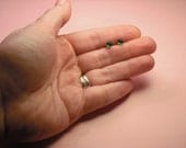 Vintage Emerald Green Glass Stud Earrings