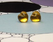 Vintage Topaz Heart Glass Stud Earrings
