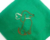Vintage Handkerchief - Darling Dachshunds - Green