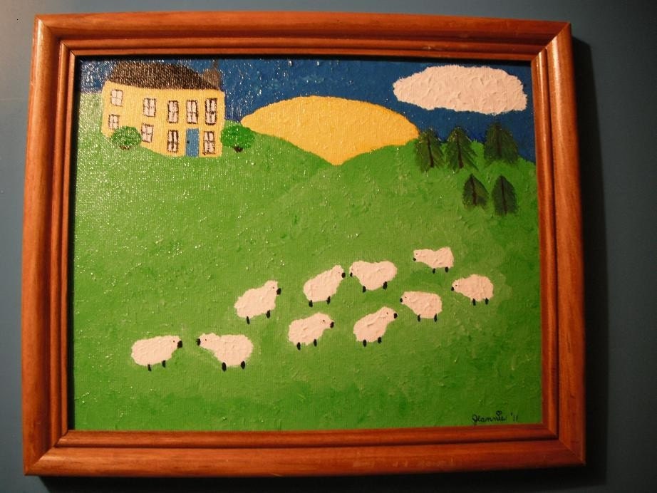 Sunrise on Maine Sheep Farm 8 x 10 acrylic original painting