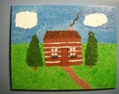 Lone Log Cabin 8x10 inch acrylics on canvas