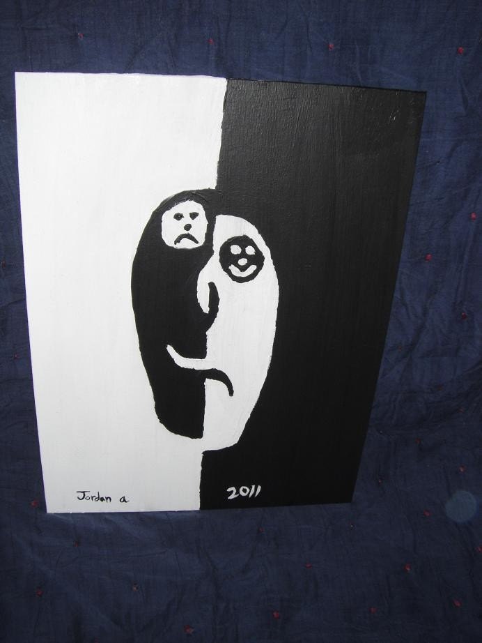 Happiness and Sadness Mask 12x16 acrylic painting on canvas