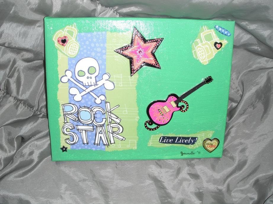 Rock Star collage mixed media art on canvas