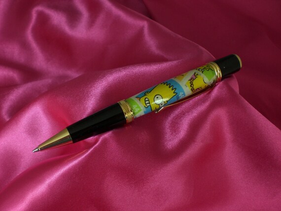 Handmade Wall St Pen with Genuine "Simpson" Series USPS Postage Stamps
