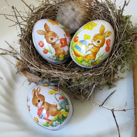 Vintage Tin Easter Eggs by CardBlancVintage on Etsy