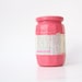Pink glass jar, shabby chic flower pot, vase, candle holder, kitchen storage, painted, distressed