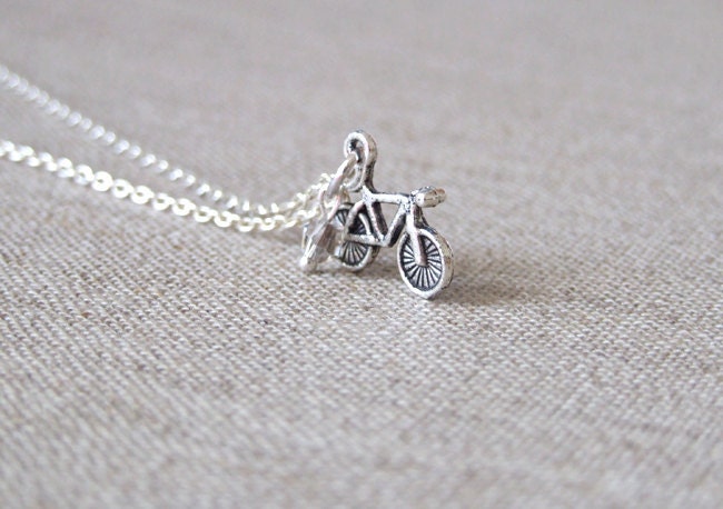 Tour De France - Bicycle Charm Necklace - Charm Necklace in antique silver with a delicate chain - bicycle jewelry