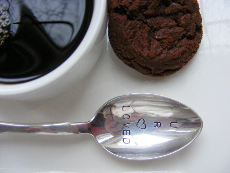Hand Stamped Spoon silverware Coffee Spoon