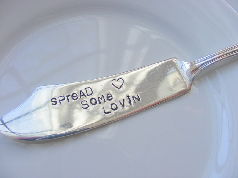 Hand Stamped Cheese Butter Knife Spread Some Lovin