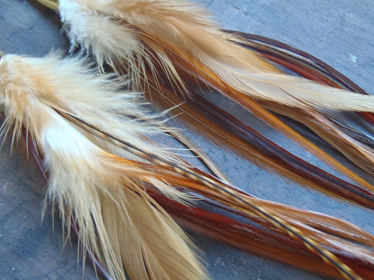 Hot Redhead Natural Feather Earrings